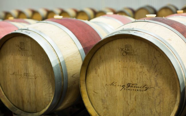 Wine barrels at King Family Vineyards