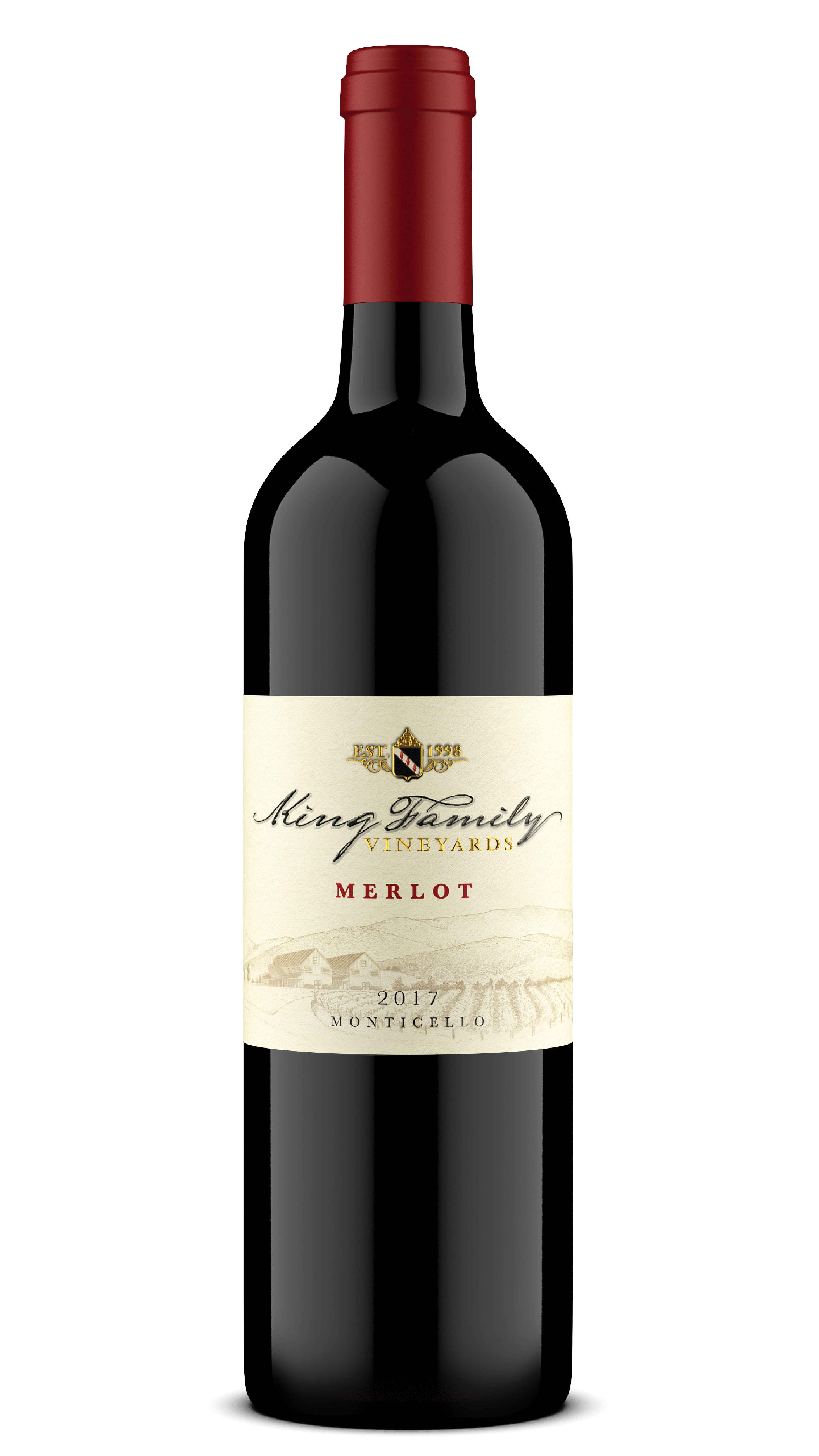 Bottle of King Family Vineyards 2017 Merlot