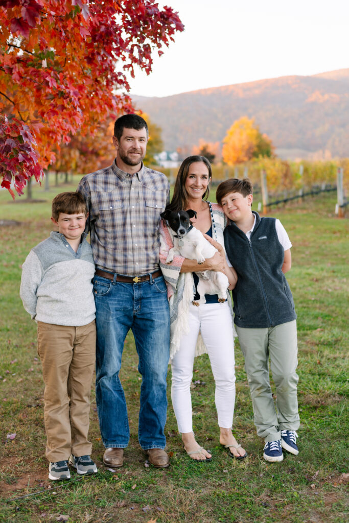 Stuart and Ali King, their children and their dog.